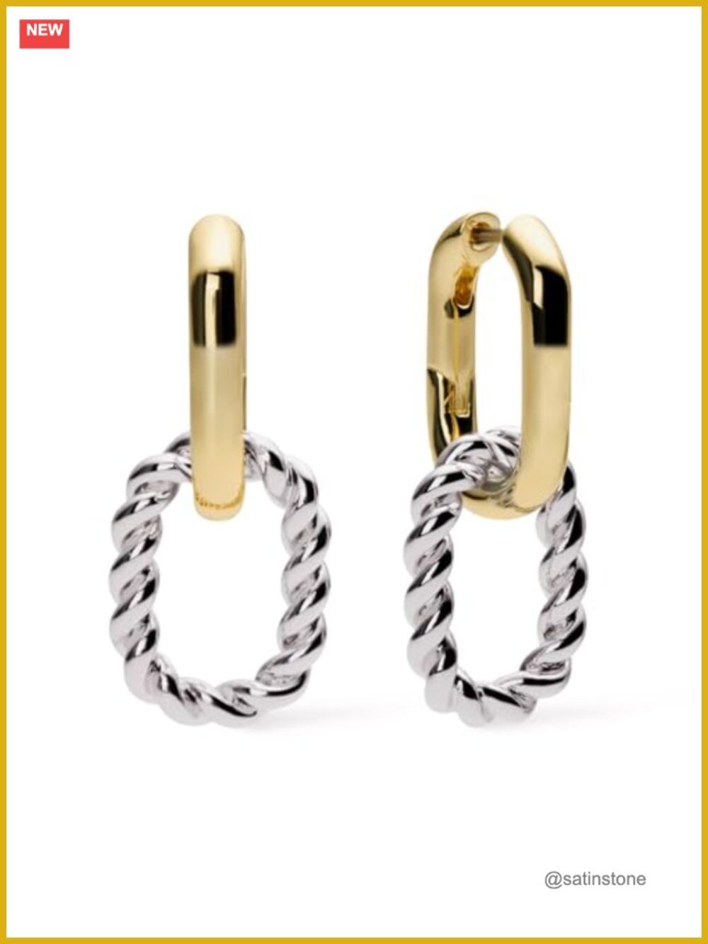 Double Hoop Earrings 14K Gold Plated & Rhodium Plated Hypoallergenic